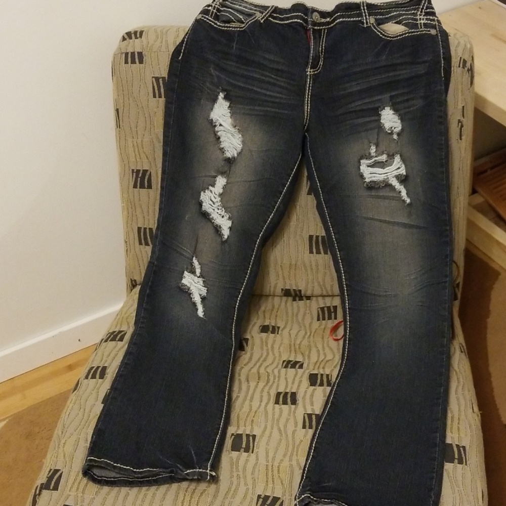 Almost famous distressed boot cut jeans